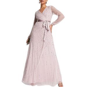 Frock & Frill Bridesmaid Wrap Maxi Dress In Taupe New With Tag Size 2